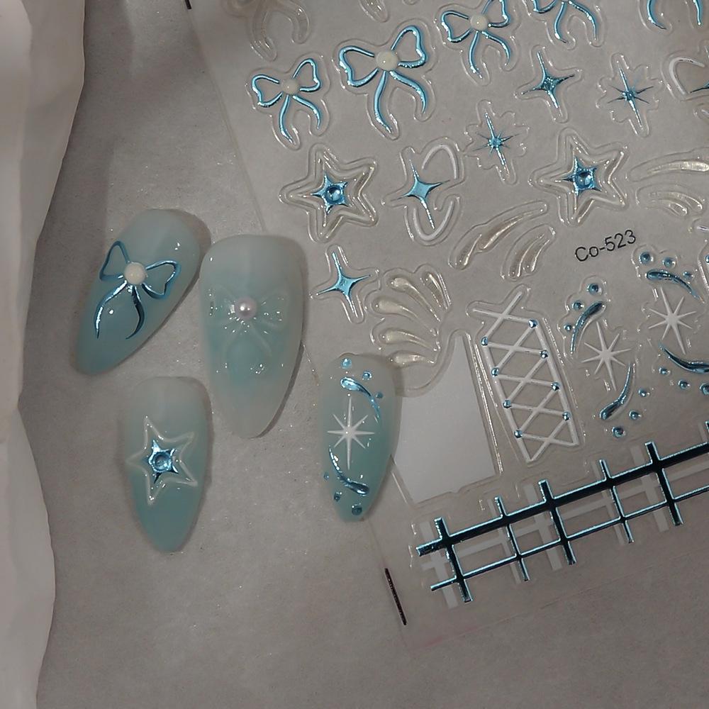 3D Желейные Французские Сказочные Бантики Наклейки для Ногтей – Самоклеящийся Арт для Ногтей