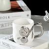 Household Light Luxury Silver Plated Ceramic Cup Couple Flower Cup Girls High Looking Creative Personality Mug