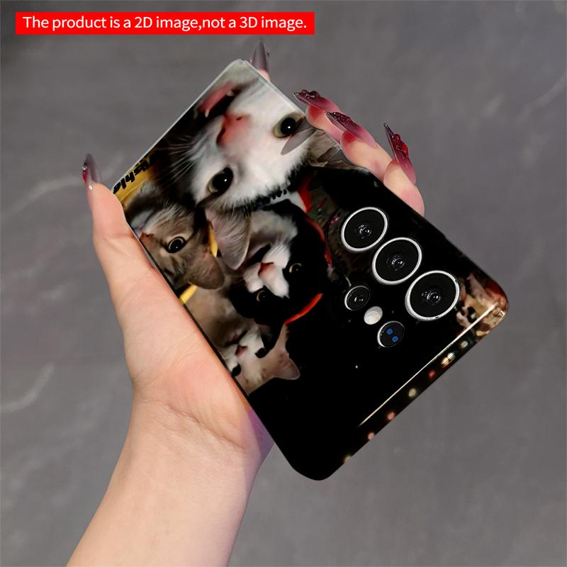 2DFlat Samsung phone case Cats Selfie Night Party ??? Applicable to Galaxy S22 S23 S24 S25ULTRA S26 A12 A13 A14 A15 A16