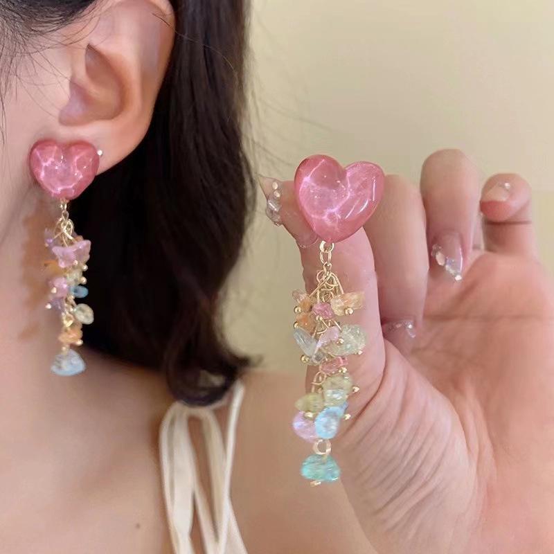 Серьги-сетка с цветами из смолы и серебряной иглой: Роскошные, Сладкие, Свежие и Элегантные Женские Украшения в Стиле Мори