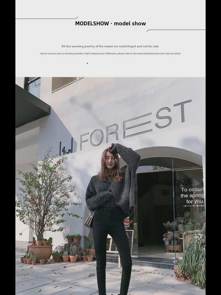 Женские черные облегающие эластичные джинсы-карандаш с высокой талией - Весенняя коллекция 2022 г.