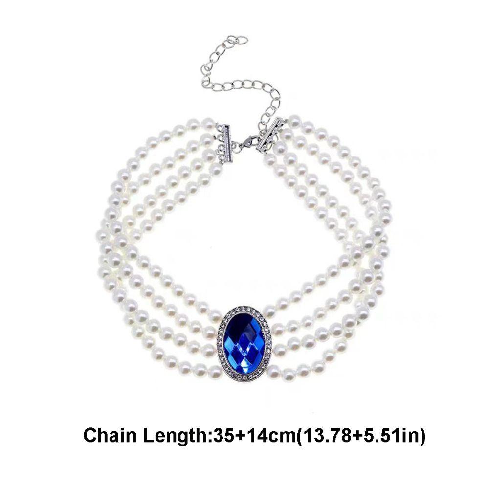 Четырехслойное ожерелье со стразами, цепочка на ключицу с синими драгоценными камнями, жемчужный воротник, чокер, свадьба