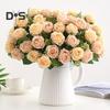 Eco-friendly Artificial Flower 10 Heads Attractive Single Branch Simulation Rose Flower Ornament