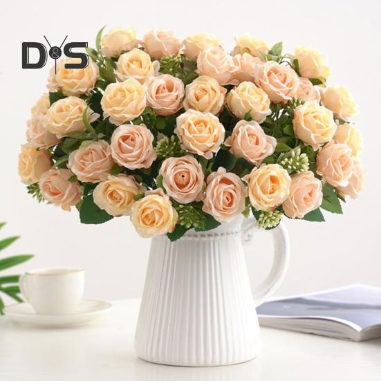 Eco-friendly Artificial Flower 10 Heads Attractive Single Branch Simulation Rose Flower Ornament