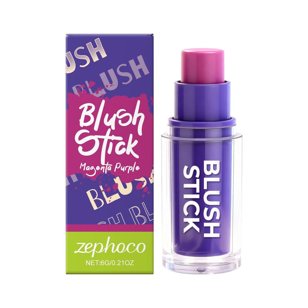 Zephoco Rose Purple Silky Blush Stick - Moisturizing, Long-Lasting Contour Makeup.