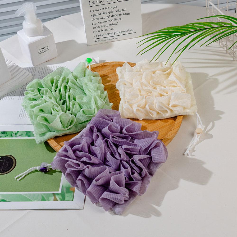 2-в-1 полотенце-шар для ванны, мочалка с завязкой на шнурке для мыла, мягкая отшелушивающая сетчатая губка для душа, уход за кожей, средство для купания