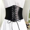 New Corset Punk Black Wide Belt Pu Leather Slimming Body Belts for Women Elastic High Waist Female Cummerbunds