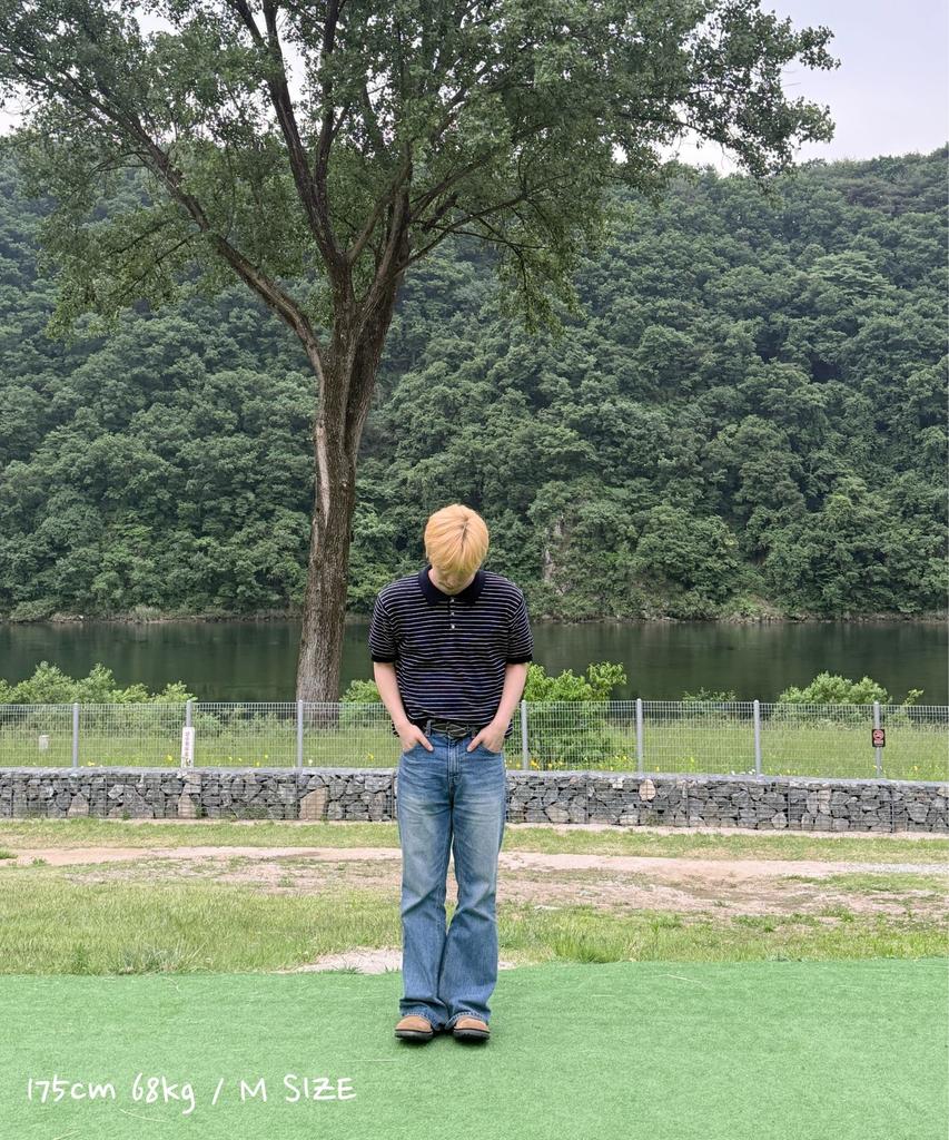 CUZNELLO Cool Cotton Striped Polo Short Sleeve Knit_Navy