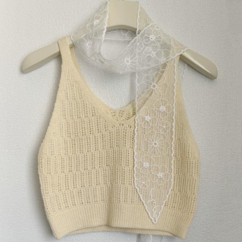 Y2K Women Narrow Long Scarf Solid Color Silk Black Bag Ribbon Headbands Choker Floral Lace Scarf