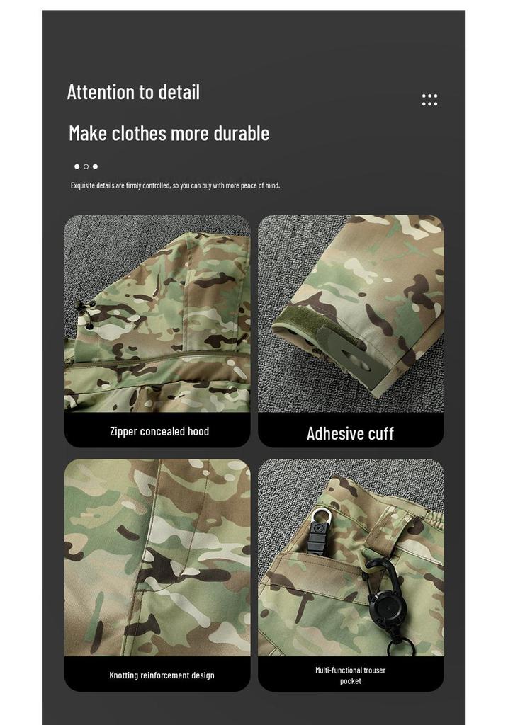 Men's Spring & Autumn Tactical Camouflage Suit: Outdoor, Water-Repellent, Wear-Resistant, Dirt-Resistant, Breathable, Multi-Pocket Workwear