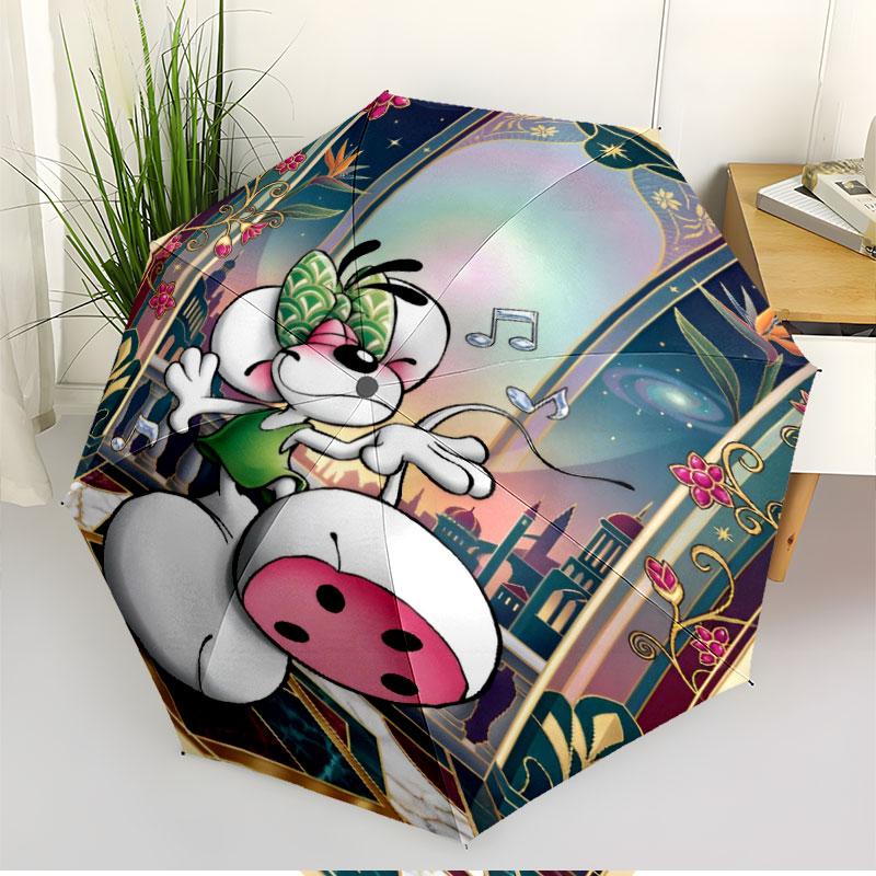 Diddl Print Automatic Open Close Umbrella, Portable Foldable Umbrella, for Outdoor Commute Camping Trip, Ideal Birthday Gift