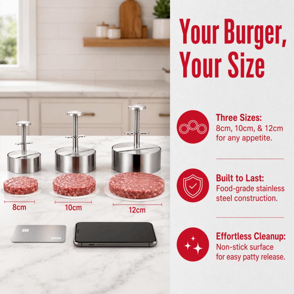 Durable Stainless Steel Burger Press Round Non Stick Hamburger Patty Maker 8/10/12 cm Kitchen Tool Patty Making Mold Kitchen Use 4