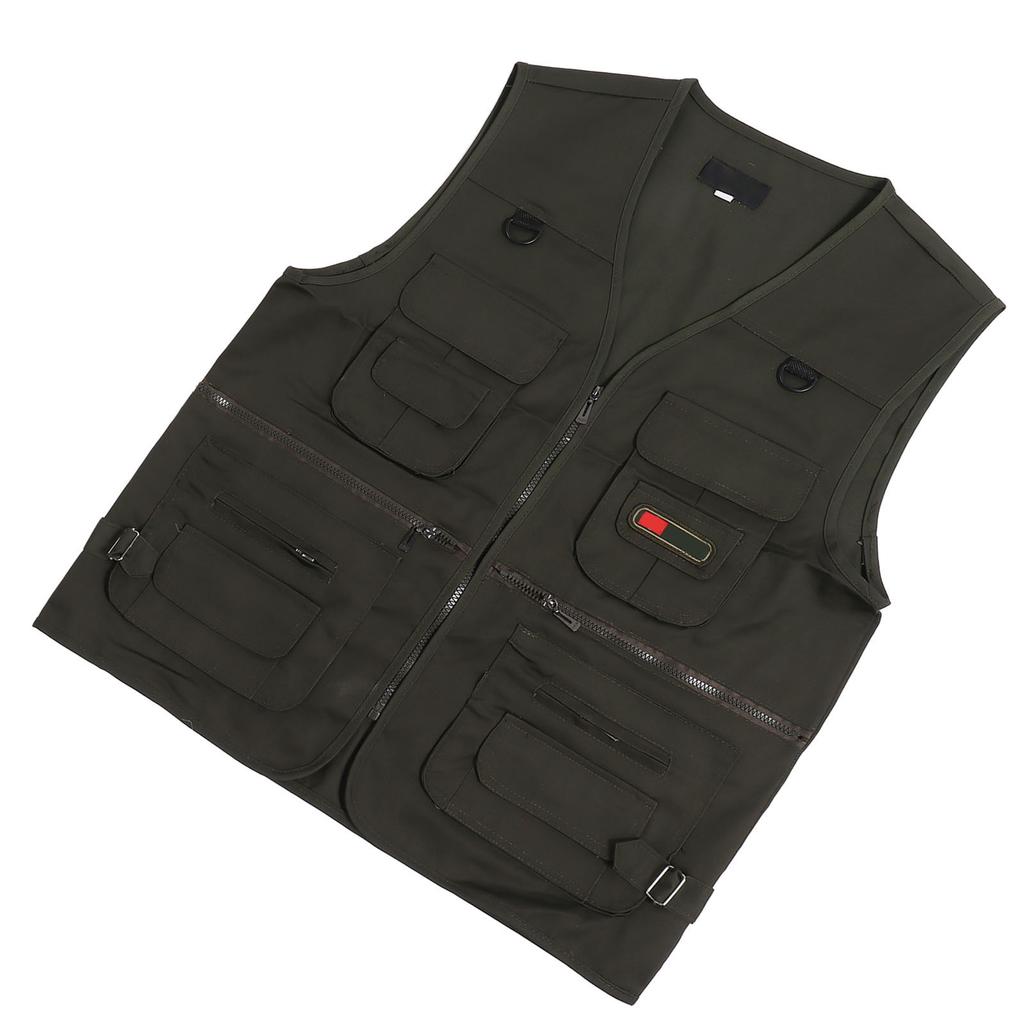 Fishing Vest Waistcoat Multiple Pockets Breathable OD Green Comfortable Vest for Outdoor 2XL