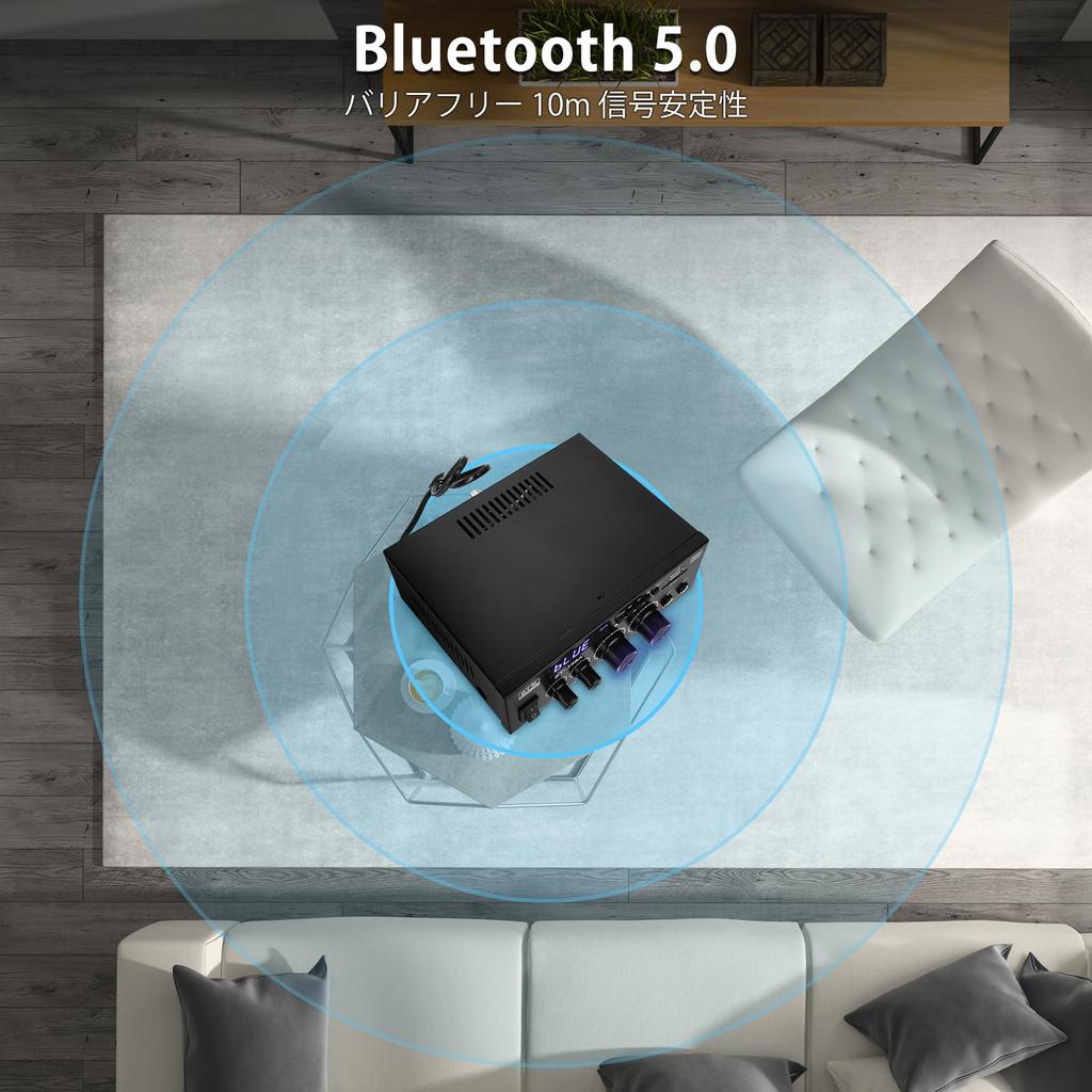 Bluetooth Amplifier HiFi Stereo Power Amplifier Receiver Channel 2X60W Mini Amplifier Small Home Audio Amplifier Control for Speakers Input 5.0 2.0