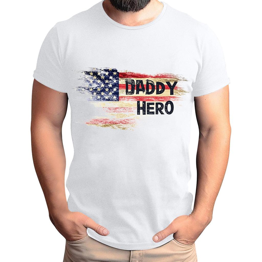 Мужская футболка с принтом флага ко Дню отца, мужской свободный повседневный топ с коротким рукавом