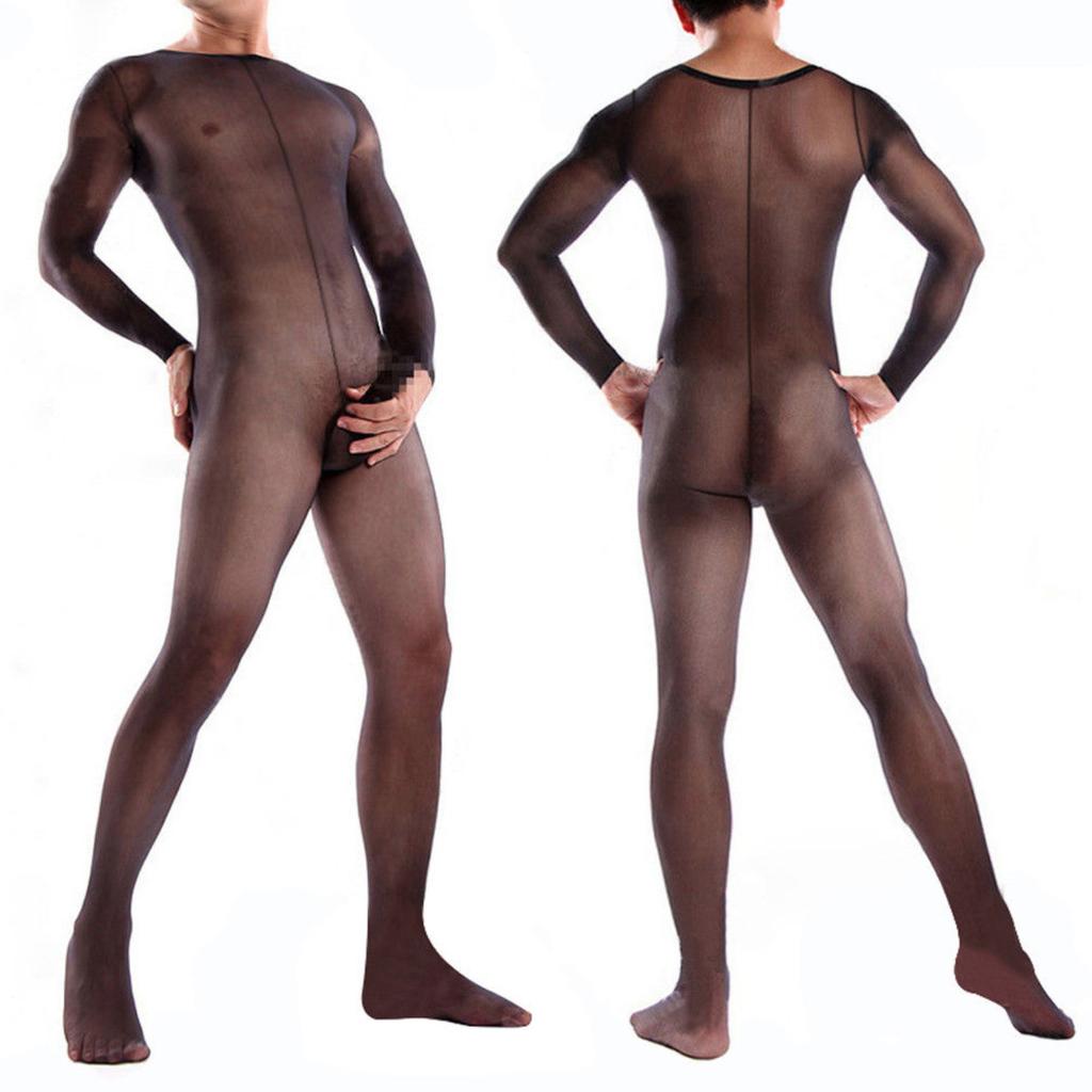 Underwear, Men's One-piece Stockings, Long-sleeved Nightclub Open-file Sexy Pajamas JJ Set of Sexy Full-body Stockings