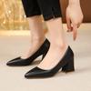 6.5cm Square Heel Fashionable Shallow Cut High Heels Women's Classic Pointed Dress High Heels Party Size 35-42