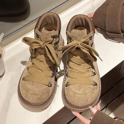 [Фанфна] Ретро британский стиль толстая подошва увеличивающая рост ботинки Мартин для женской осени и зимы 2025 новые универсальные модные ботинки