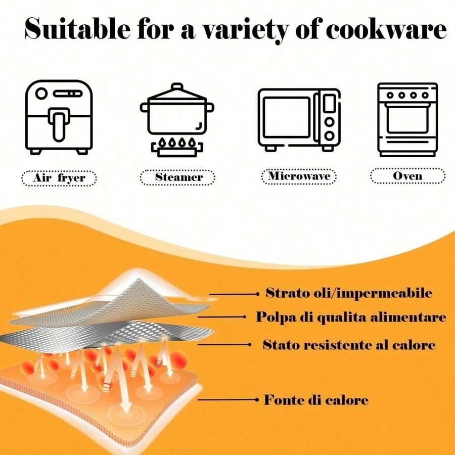 50-200pcs Large Rectangle Air Fryer Disposable Paper Liner Nonstick Airfryer Parchment Special Baking Paper Roasting Baking Mat