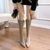 Модные полусапоги женские зима 2024 осень эластичная обувь длинные туфли для женщин в продаже с винтажными элегантными ботинками на танкетке тенденция
