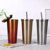 500ml Stainless Steel Vacuum Straw Cup Juice Coffee Mug with Lid Portable Double-Layer Insulation Bottle For Home Drinkware