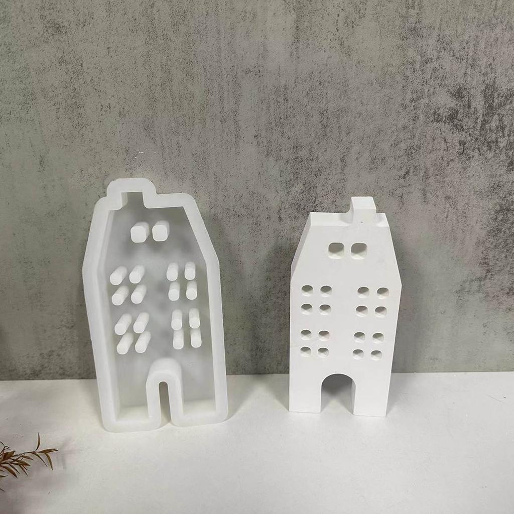 House Candle Molds Multiple Window House Resin Molds for Making Candle Cake Fondant Room Decorations Gypsum Ornaments