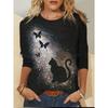 Animal Cat Black Printed 3D T Shirts Plus Size Tees Women Long Sleeve T Shirt