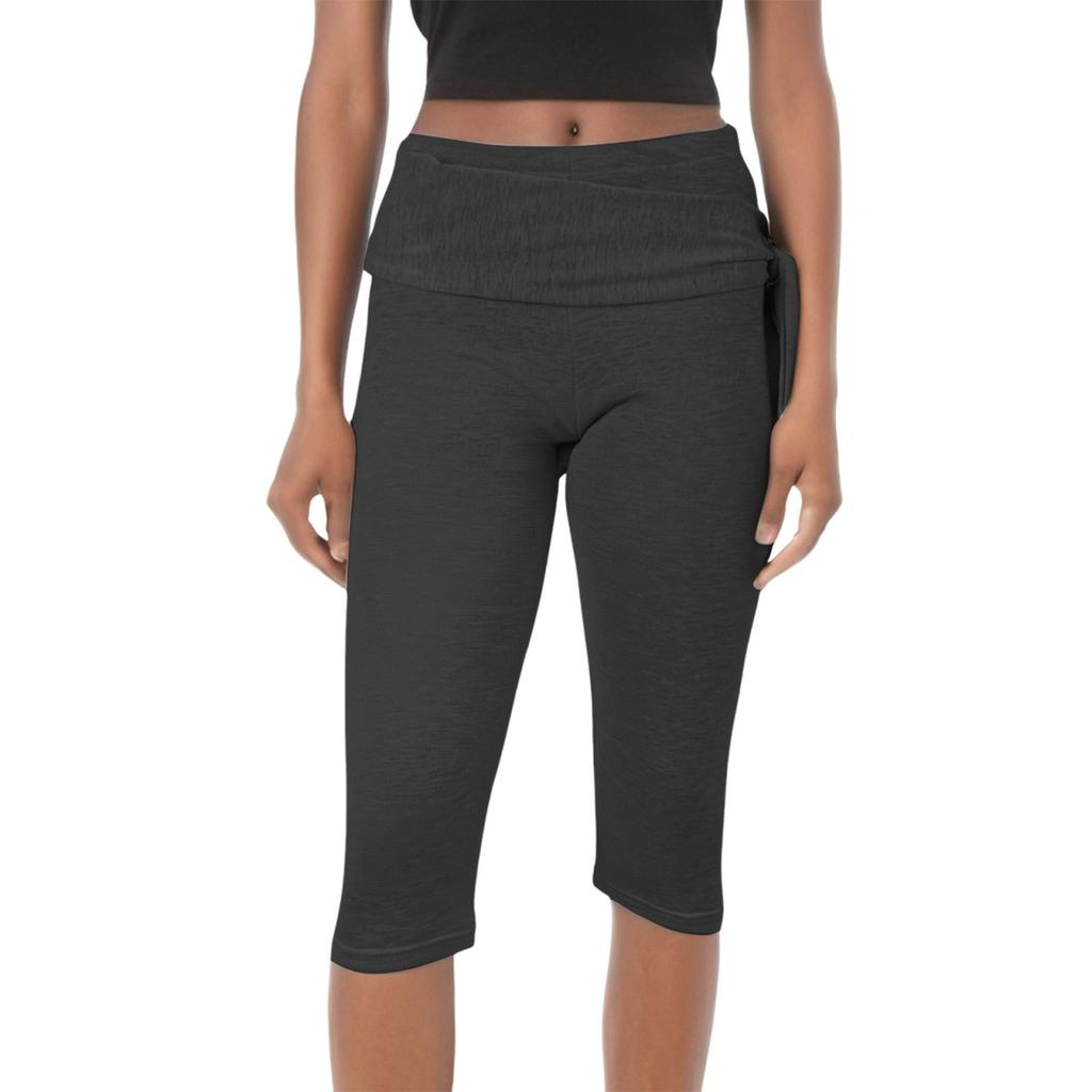 Женские облегающие брюки с низкой посадкой, эластичным поясом и двумя укороченными леггинсами, повседневные штаны для йоги с подъемом бедер