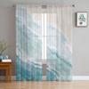 Beach Gradient Blue Modern Tulle Curtains For Living Room Bedroom Home Kitchen Window Sheer Curtains