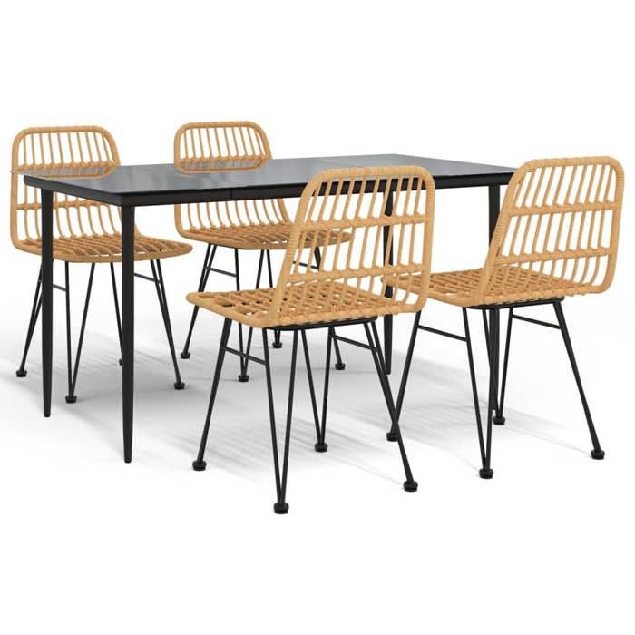 VidaXL 5pcs Garden Dining Set Woven Resin, Patio Set, Garden Bistro Set, Dining Set 3157876