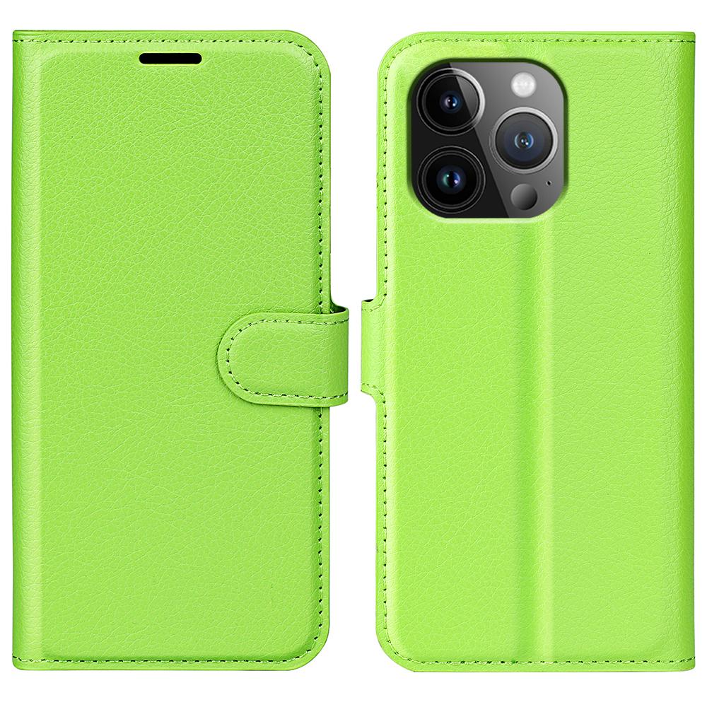For iPhone 14 Pro Wallet Case Litchi Texture Shockproof Leather Flip Stand Phone Cover
