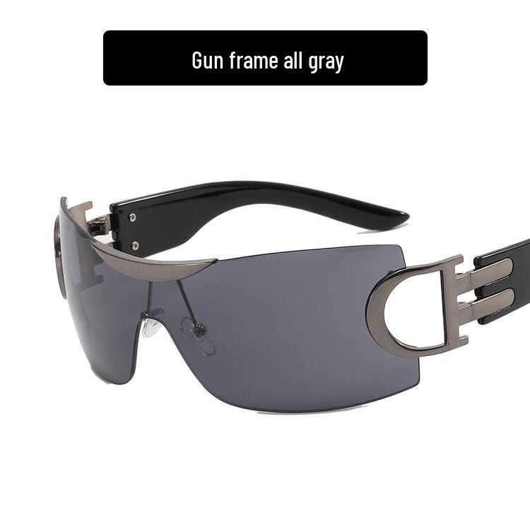 Большие безободковые солнцезащитные очки Y2K 2022 - Футуристичный спортивный дизайн