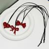 Simple Versatile Red Heart Bowknot Necklace For Women Girls  Big Heart Pendant Necklaces Jewelry Accessories Gifts