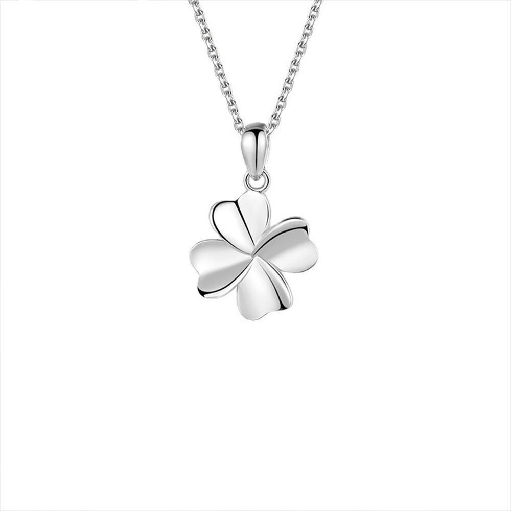 [Osjarak] Women's Simple Four-Leaf Clover Pendant Silver Adjustable Length Necklace