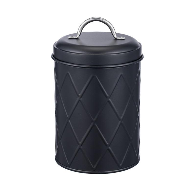 Reticulated coffee bean metal sealed jar food grade tea bag sugar milk ball grain bucket household black storage box