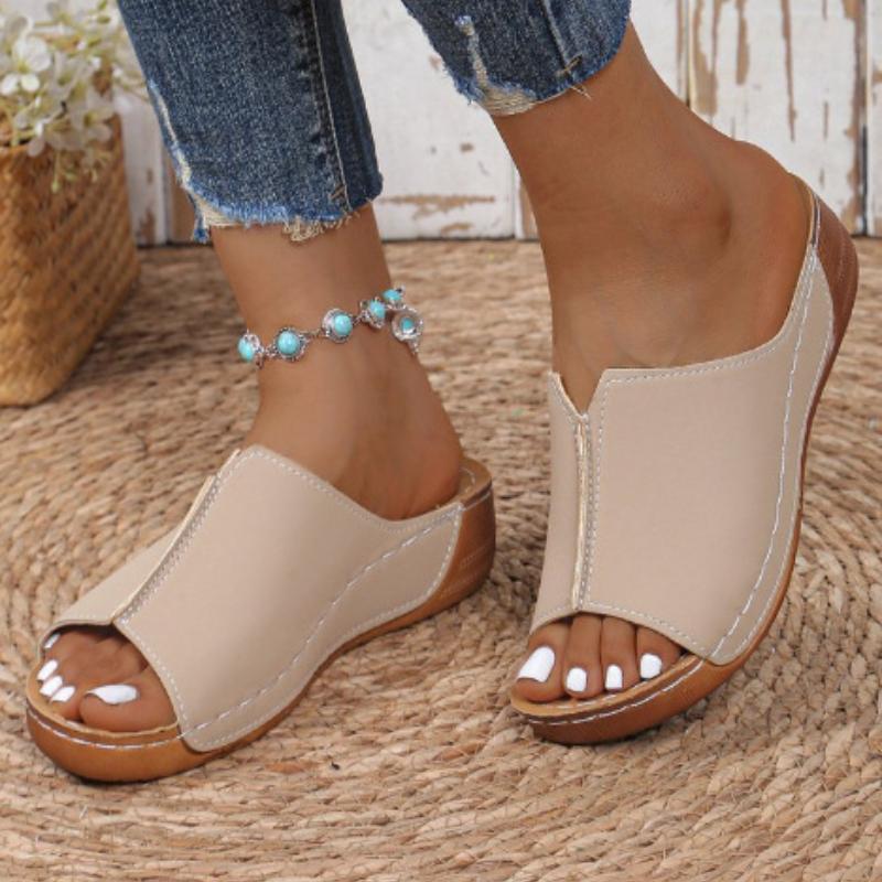 Женские весенне-летние туфли на каблуке с уклоном, простые и легкие, One Foot Kick Fish Mouth Cool Mop