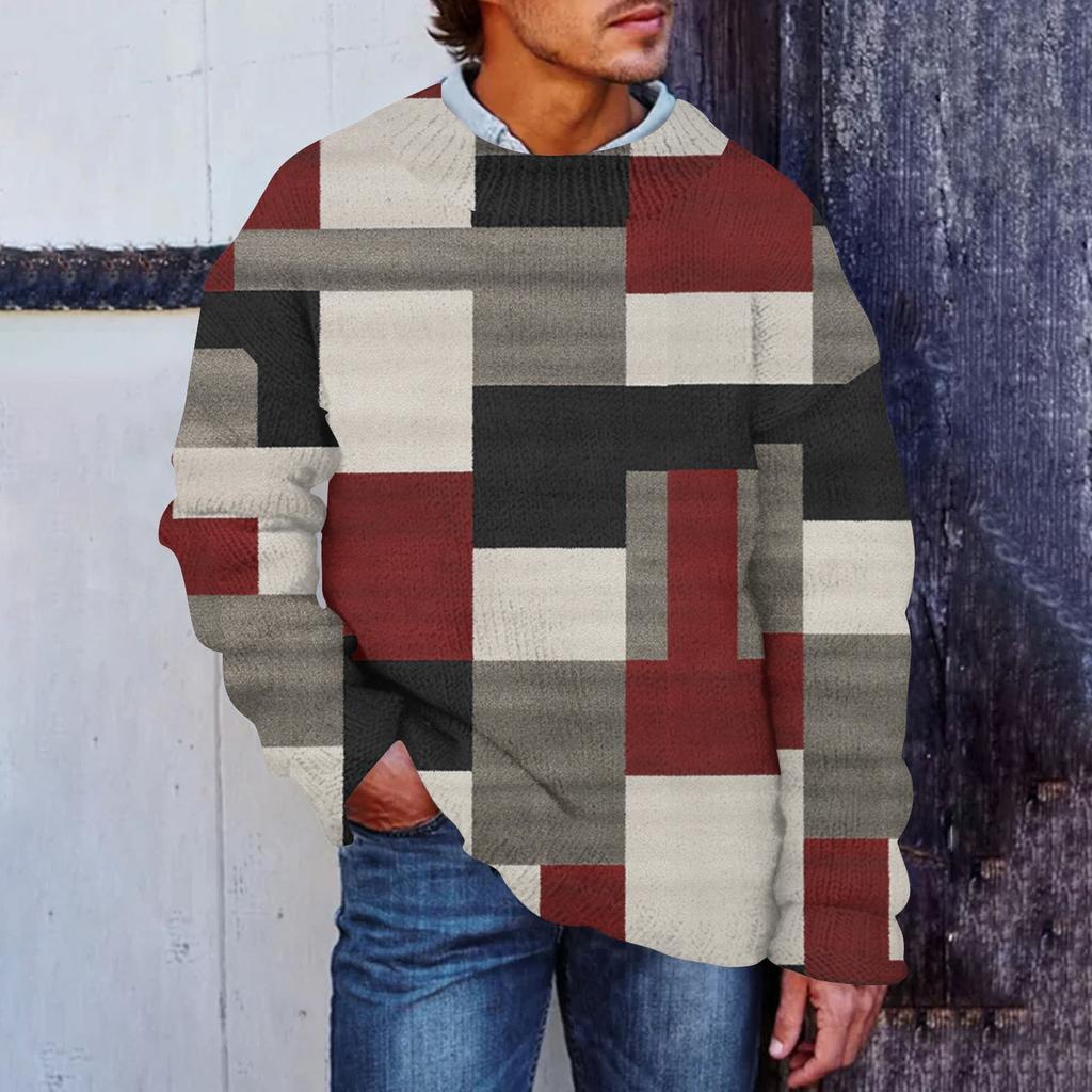 Мужской принтованный синтетический свитер с круглым вырезом, спортивная одежда, свободный топ с длинными рукавами