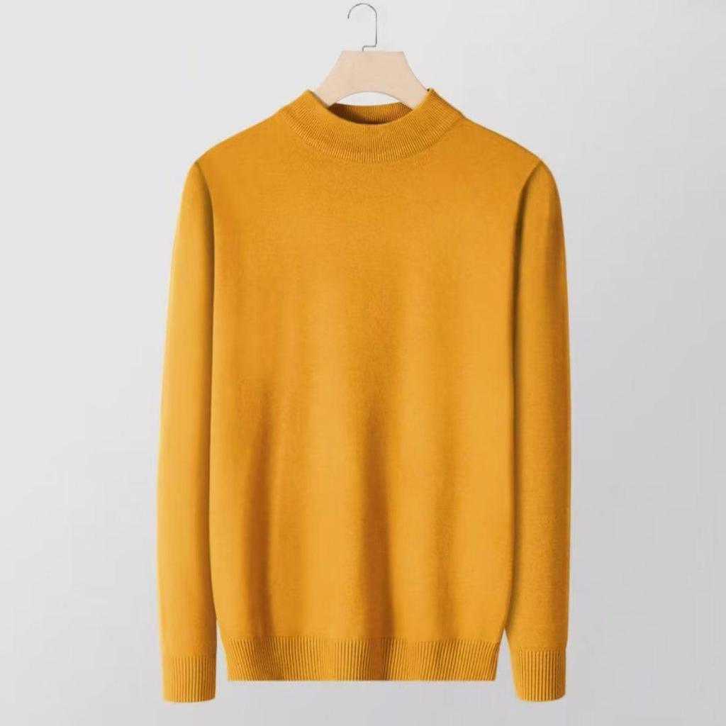 2024 Autumn/Winter Men's Youth Half Turtleneck Knitted Sweater - Casual Mid-Neck Top