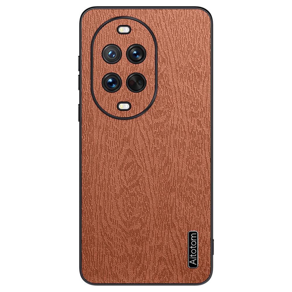 For Huawei nova 14 Ultra 5G Case Wood Texture PU Leather Coated PC TPU Phone Cover