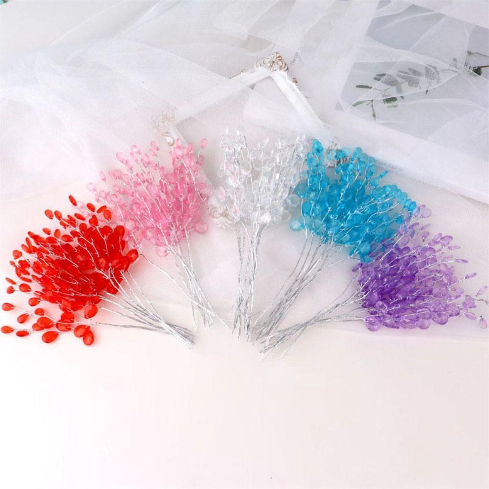 50 шт. Свадебная тиара, хрустальные бутоны, ветви, свадебная вечеринка, хрустальный цветок, искусственный букет, белый