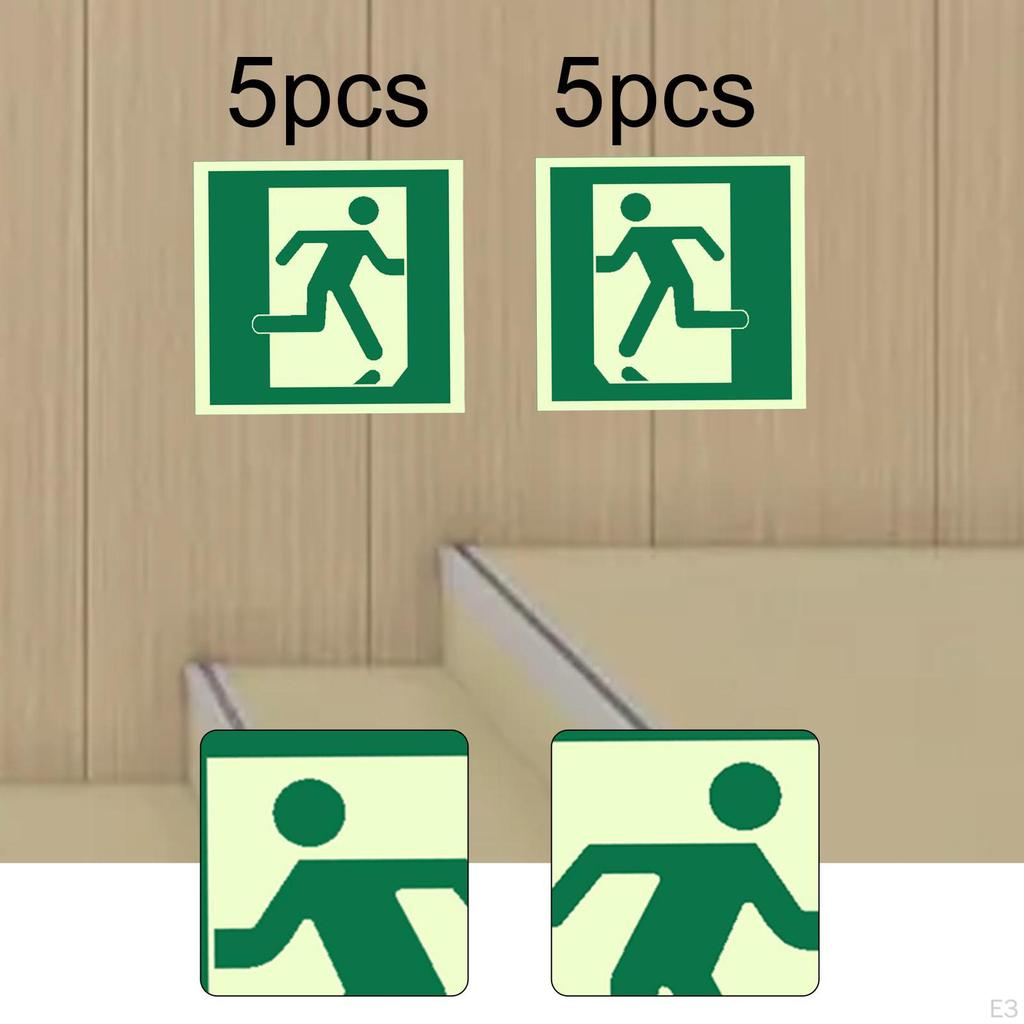 5 Pieces Exit Sign Stickers Waterproof 15x15 Cm for Commercial