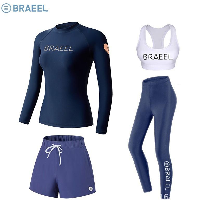 Womens UV Protection Rash Guard Set Long Sleeve Top Pants Snorkeling Diving Surfing Swimming