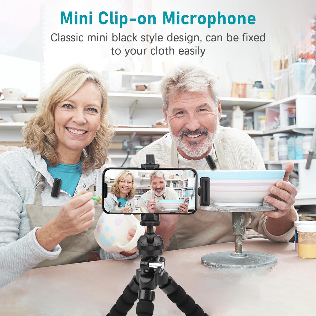 Портативная беспроводная микрофонная система OneTriggerTwo с 1 приемником и 2 микрофонами-клипонами, 20 м