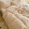 Cream Rose | Fairy Lace Thickened Milk Fleece Four-Piece Winter Rex Rabbit Fleece Fleece 1.8 Sheet