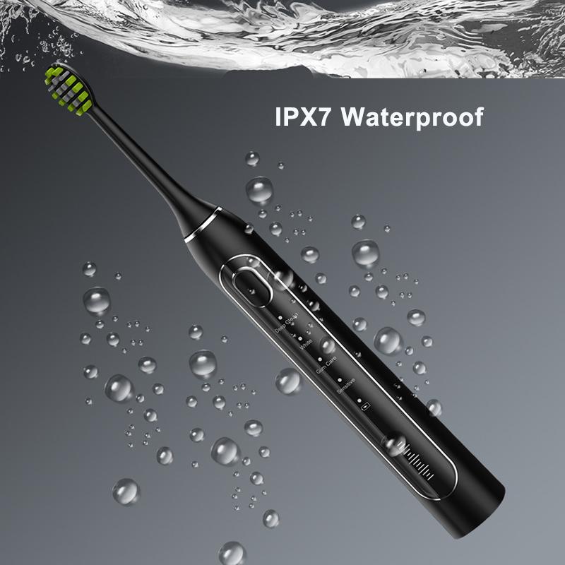 Ultrasonic Electric Toothbrush USB Rechargeable for Adults Sonic Toothbrush Smart Timer with 2 Replacement Heads IPX7 Waterproof