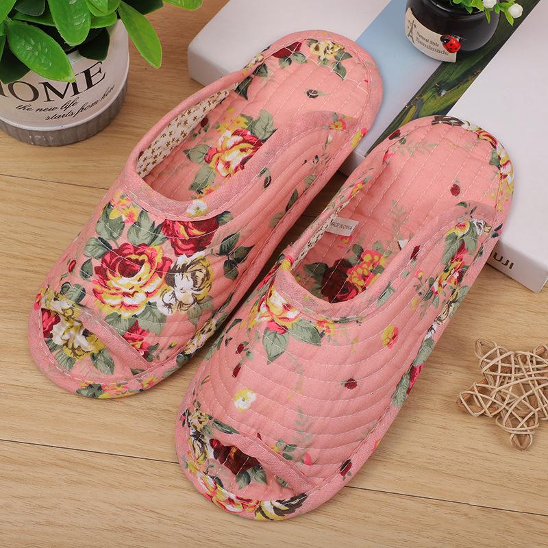 Модные женские домашние тапочки, весенне-осенние мягкие хлопковые тапочки, женские ретро-тапочки для дома и спальни с цветочным принтом, смешанный заказ