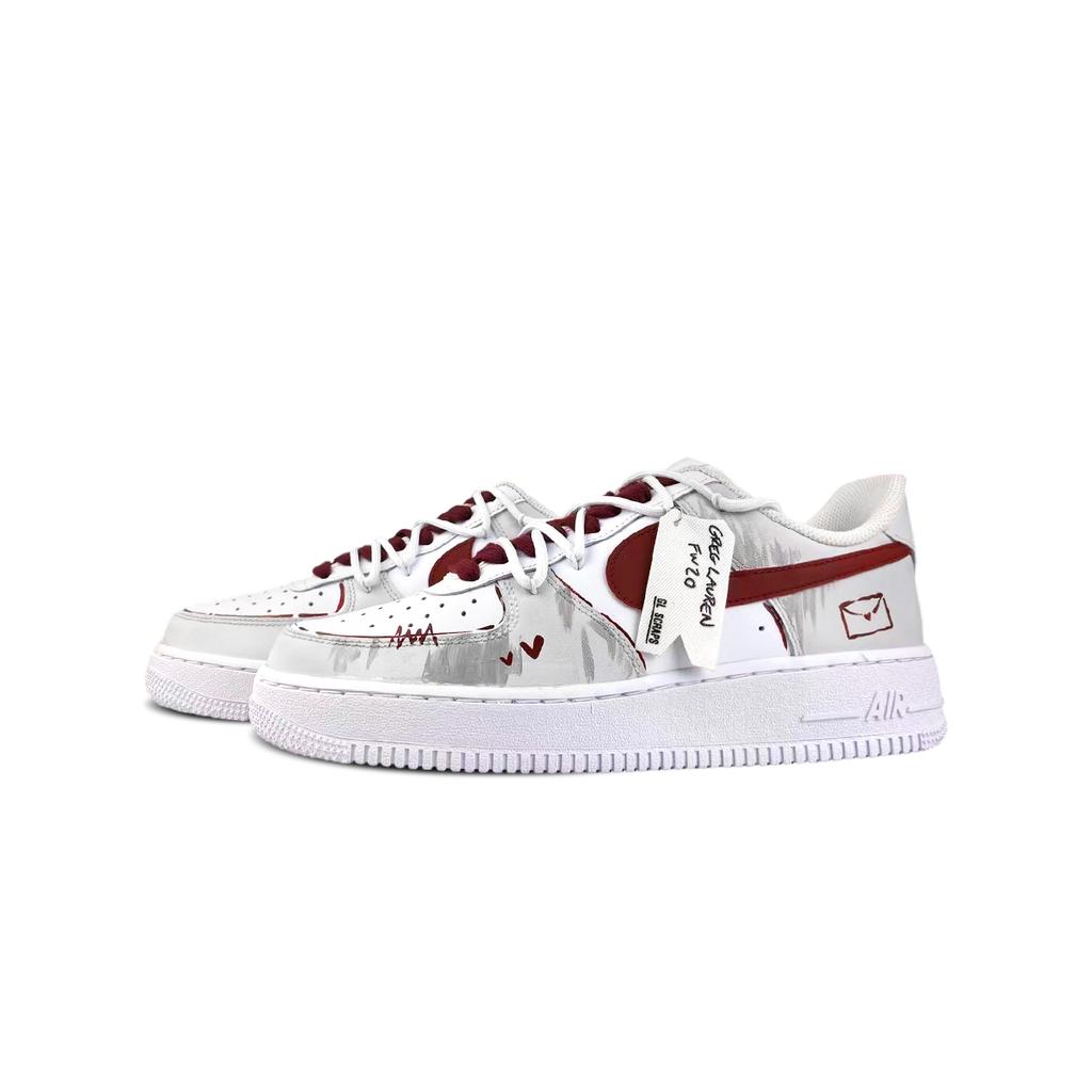 Nike Кроссовки Air Force 1 BNK Blush Letter Низкие Кеды для Скейтборда Унисекс Белый Красный CW2288-111(Team1771-)