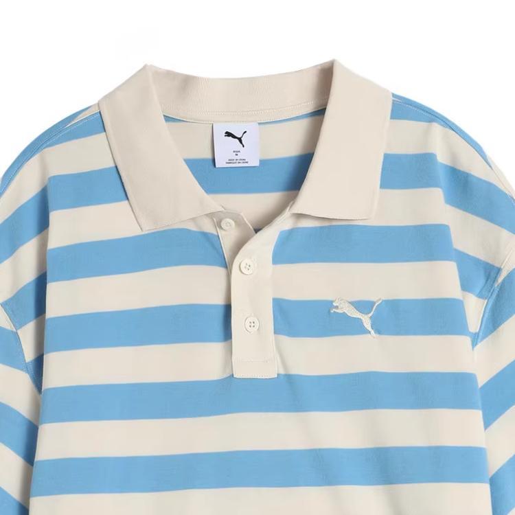 PUMA Striped SS25 WARDROBE ESS Polo Shirt Unisex Light Blue 633857-57