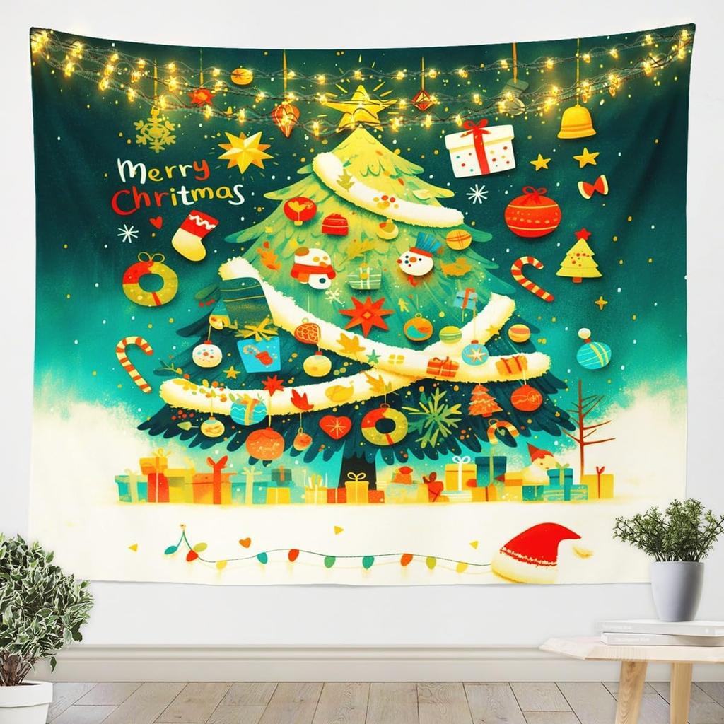 Christmas Santa Claus Wall Hanging Tapestry Snowman Wall Hanging Tree Wall Hanging Gorgeous Christmas Tree Fireplace Gifts