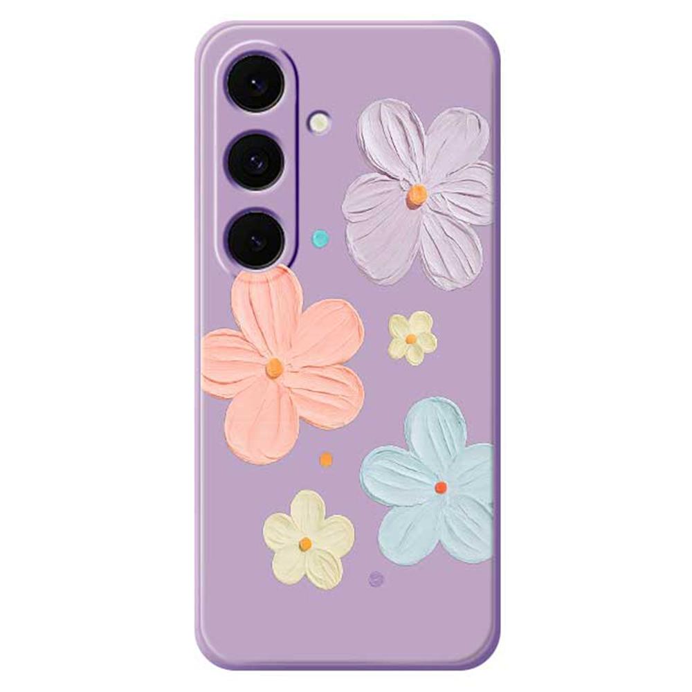 For Samsung Galaxy S25 FE Case Four Color Flowers Pattern Printing Straight Edge TPU Phone Back Cover